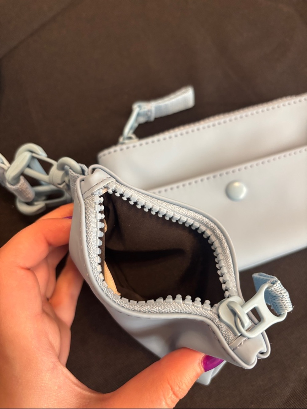 Minimalist Light Blue Double Pouch Wristlet - Picture 4 of 5